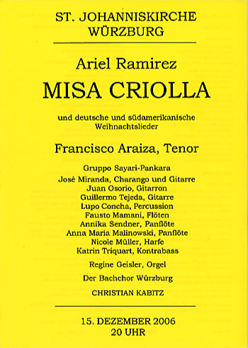 Vorschaubild für Programm: „Misa Criolla“